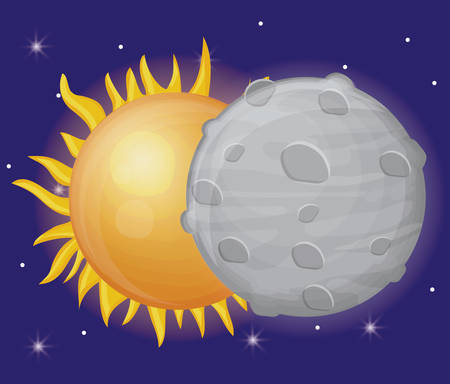 sun and moon icon over blue background colorful design vector illustrationのイラスト素材