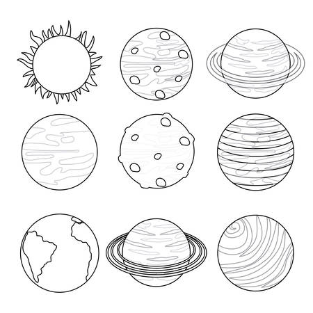 planets sun and moon of system solar icon over white background vector illustrationのイラスト素材