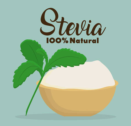 bowl with stevia and stevia plants icon over blue background colorful design vector illustrationのイラスト素材