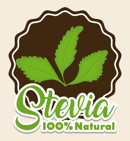 seal stamp with stevia plant icon over white background colorful design vector illustrationのイラスト素材