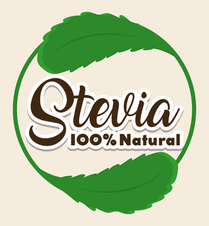 emblem of stevia with plant icon over white background colorful design vector illustrationのイラスト素材