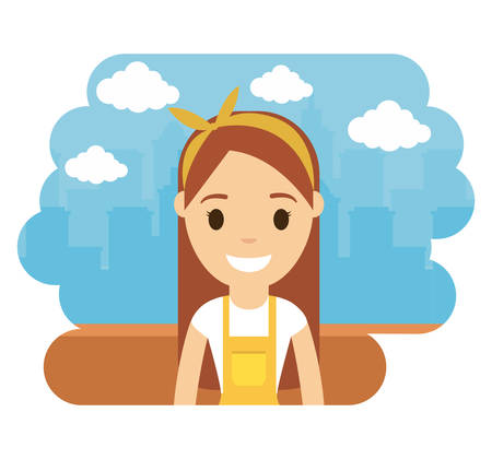 cartoon artist icon over city landscape background colorful design vector illustrationのイラスト素材