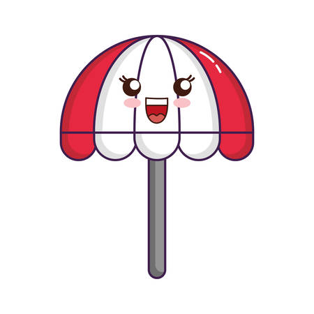 kawaii beach parasol icon over white background vector illustrationのイラスト素材