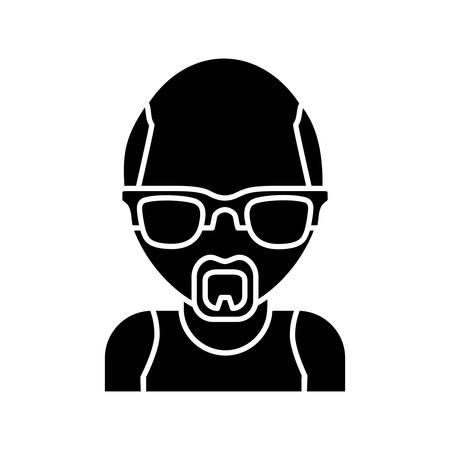 man with glasses icon over white background vector illustrationのイラスト素材