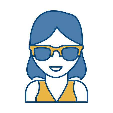 woman with sunglasses icon over white background colorful design vector illustrationのイラスト素材