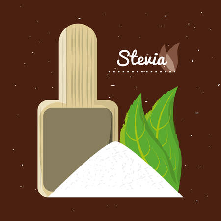 stevia natural sweetener leaves and spoon vector illustrationのイラスト素材