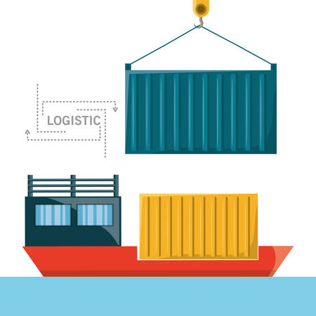 cargo ship with container logistic vector illustrationのイラスト素材