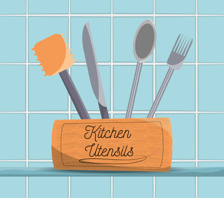 set flat utensils kitchen vector illustration designのイラスト素材