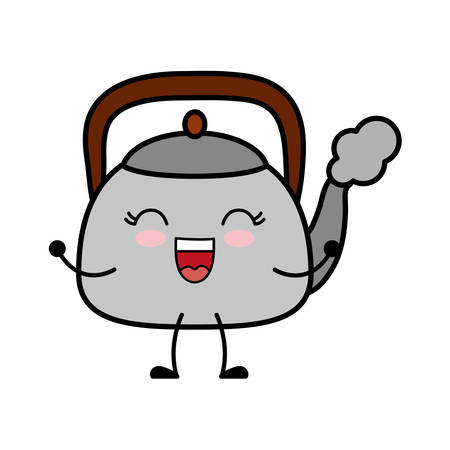 kawaii tea pot icon over white background vector illustrationのイラスト素材
