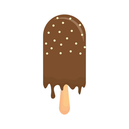 chocolate ice cream bar icon over white background colorful design  vector illustrationのイラスト素材