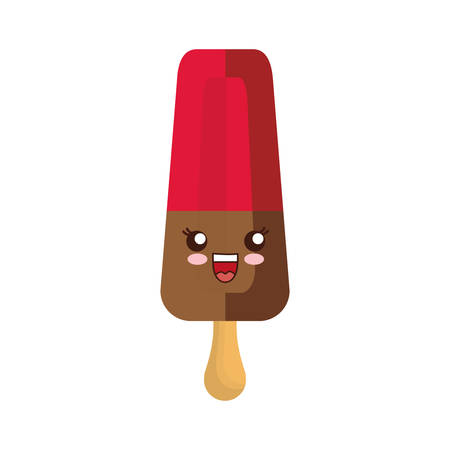kawaii ice cream bar icon over white background colorful design vector illustrationのイラスト素材