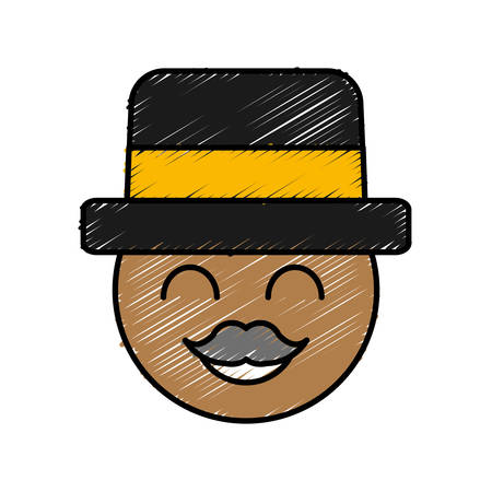 man wearing hat icon over white background colorful design vector illustrationのイラスト素材