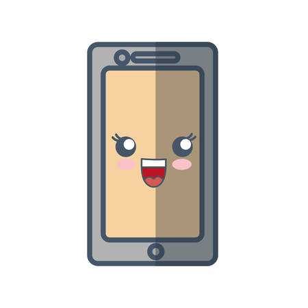 Kawaii smartphone device icon over white background vector illustrationのイラスト素材