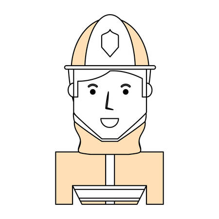Fire fighter profile cartoon icon vector illustration graphic design.のイラスト素材