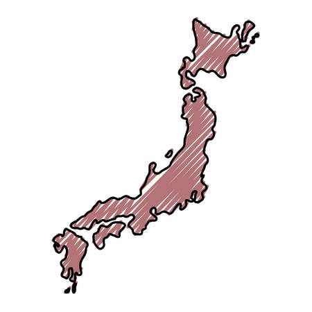 Japan map silhouette icon vector illustration graphic designのイラスト素材