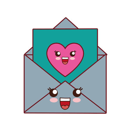 kawaii envelope icon over white background vector illustrationのイラスト素材