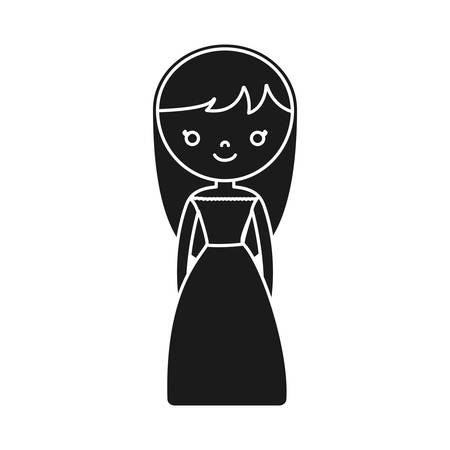 cartoon woman with beautiful dress icon over white background vector illustrationのイラスト素材