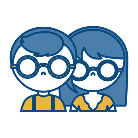 couple with glasses icon over white background vector illustrationのイラスト素材