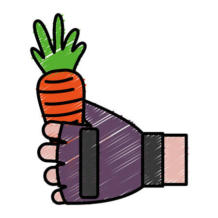 Hand holding a carrot vegetable icon vector illustrationのイラスト素材