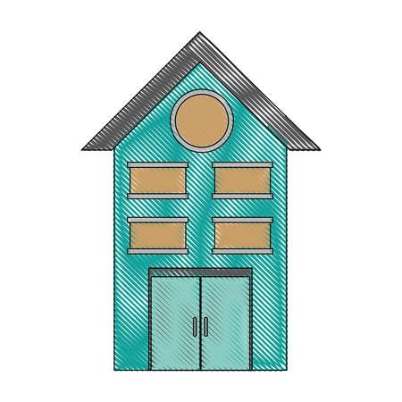 modern house icon over white background colorful design vector illustrationのイラスト素材