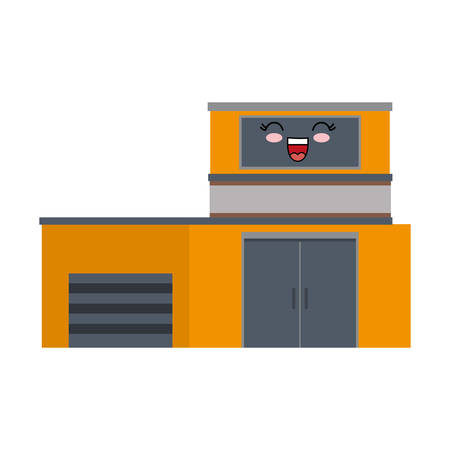 Kawaii city building icon over white background colorful design vector illustrationのイラスト素材