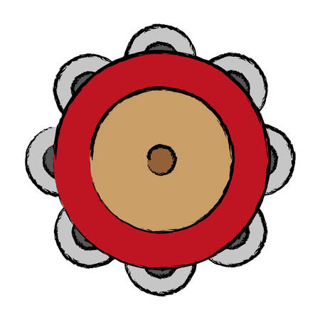 tambourine instrument icon over white background vector illustrationのイラスト素材