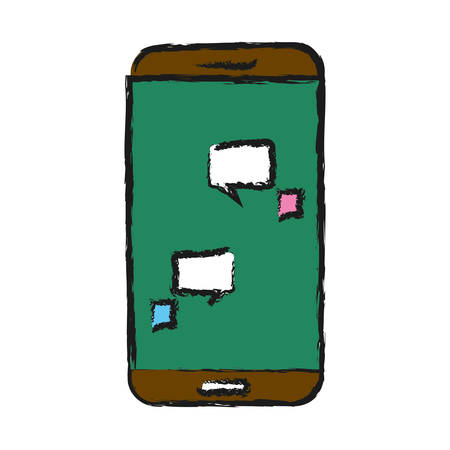 smartphone and speech bubble icon over white background vector illustrationのイラスト素材