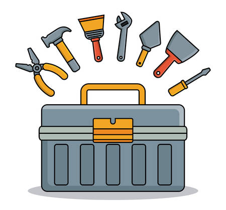 tool box and repair tools related icons over white background colorful design vector illustrationのイラスト素材