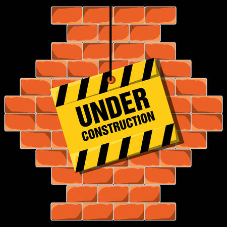 under construction warning over brick wall concept vector illustrationのイラスト素材