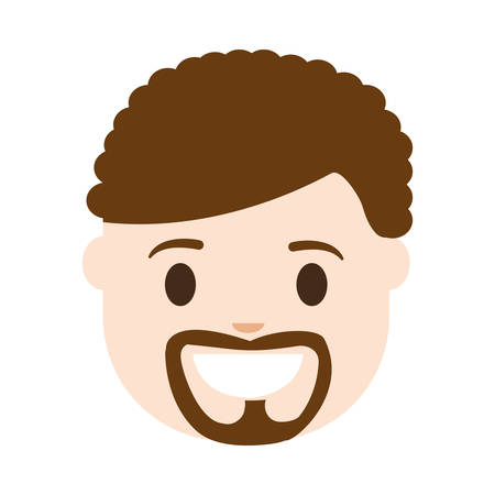 cartoon man with beard icon over white background colorful design  vector illustrationのイラスト素材