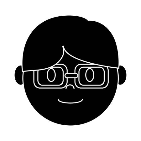 cartoon man with glasses icon over white background vector illustrationのイラスト素材