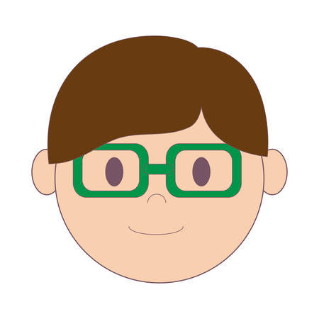 cartoon man with glasses icon over white background colorful design vector illustrationのイラスト素材