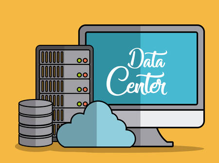 data center related icons over yellow background colorful design vector illustrationのイラスト素材
