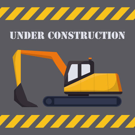 Backhoe icon over gray colorful design illustrationのイラスト素材