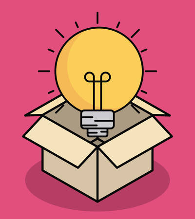box and light bulb icon over pink background colorful design vector illustrationのイラスト素材
