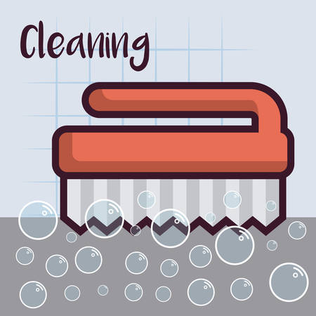 Brush and soap bubbles icon over white background.のイラスト素材