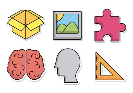 creative process related icons over white background colorful design vector illustrationのイラスト素材