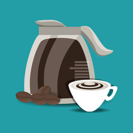 flat coffee maker and cup concept types coffee drinks vector illustrationのイラスト素材