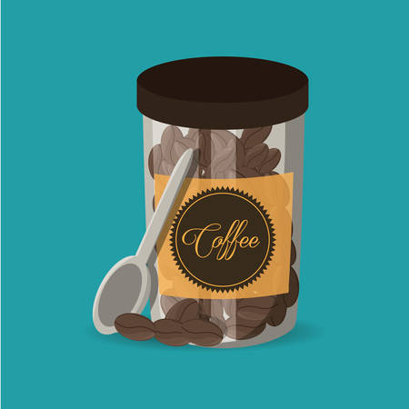 flat coffee beans In transparent glass vector illustrationのイラスト素材