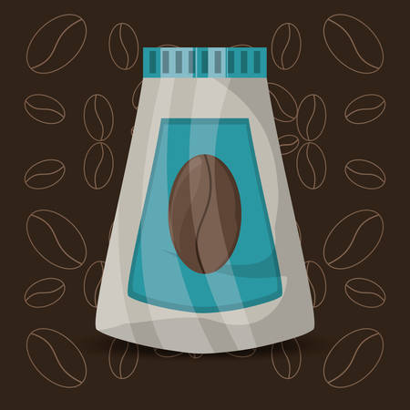 flat coffee jar over beans icons vector illustrationのイラスト素材
