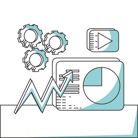 line gear with chart statistics concept vector illustrationのイラスト素材