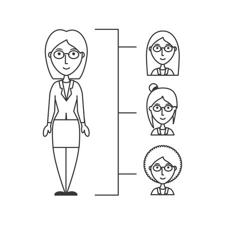 line businesswoman people with hairstyle vector illustrationのイラスト素材