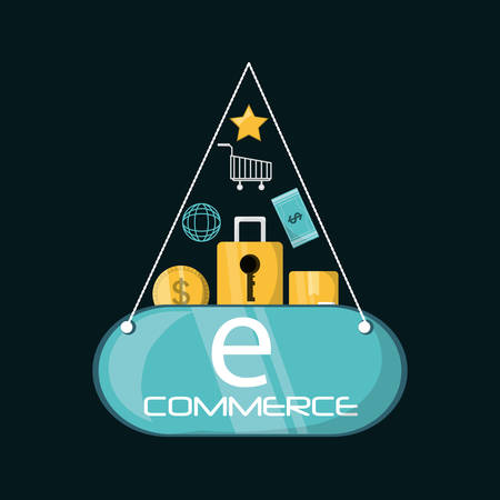 ecommerce technology strategy to shopping online vector illustrationのイラスト素材