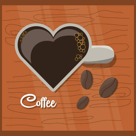 flat cup of coffee in the shape of a heart vector illustrationのイラスト素材