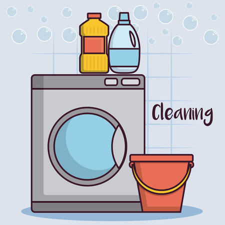 washing machine and cleaning equipments icon over white background colorful design vector illustrationのイラスト素材