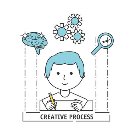 man creative imagination with innovation ideas vector illustrationのイラスト素材