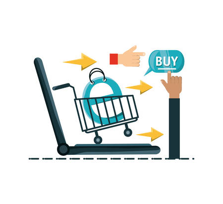 shopping online with technology equipment connect vector illustrationのイラスト素材