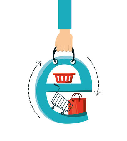 shopping online with technology equipment connect vector illustrationのイラスト素材