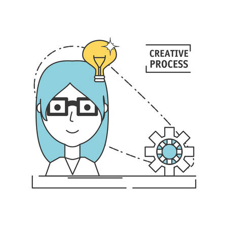woman man creative imagination with innovation ideas vector illustrationのイラスト素材