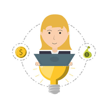 woman project to financial business support vector illustrationのイラスト素材